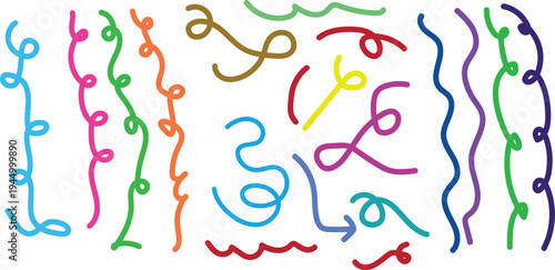 Vibrant colorful squiggles and wavy lines art pattern