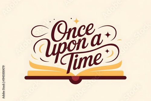 Vintage book cover with once upon a time phrase in elegant script