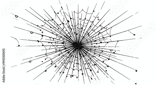 Abstract explosion of lines and dots radiating from a dark center, representing impact or energy.