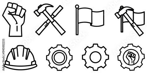 Labor day worker's tools and symbols celebrating hard work and dedication