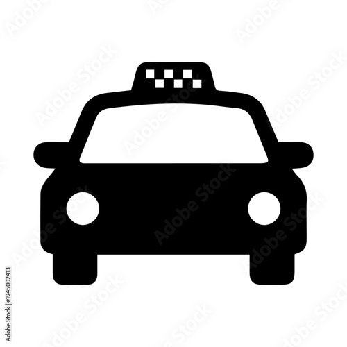 Yellow taxi cab sign vector illustration featuring a cartoon auto transport icon and vehicle symbol isolated on white for travel and street traffic service design