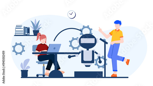 Engineers working on advanced robotics and software product testing