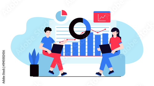 Flat Design Big Data Analysis for Business and Information Dashboard