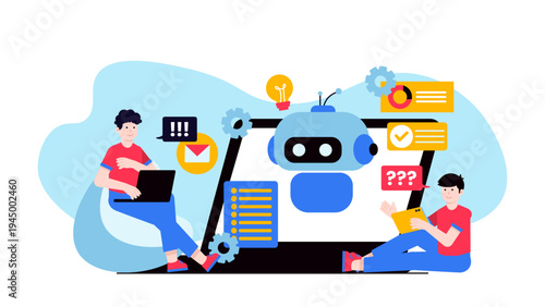 Flat Design Machine Learning and Artificial Intelligence for Business