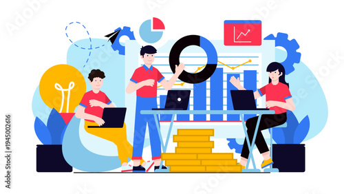 Family Business and Entrepreneurship Illustration and Team Meeting