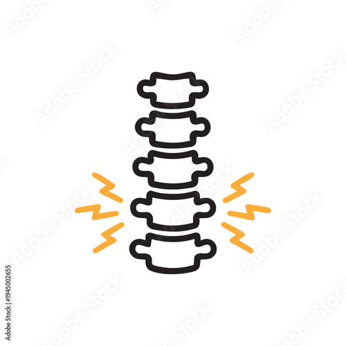 Spine back pain vertebra line icon. Orthopedic problem vector illustration isolated on white background.