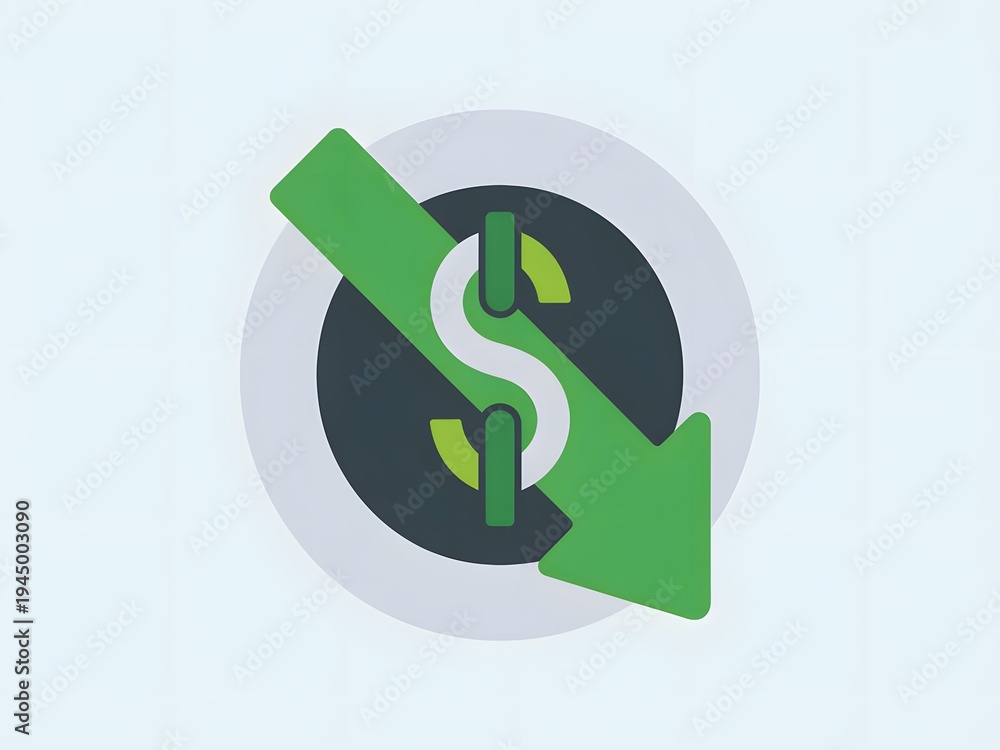 Fototapeta premium Green dollar sign icon symbolizing financial growth and success