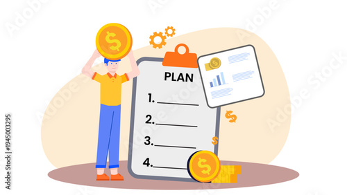 Individual planning financial future and savings strategy