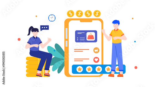 People using mobile phone for digital banking and loan applications