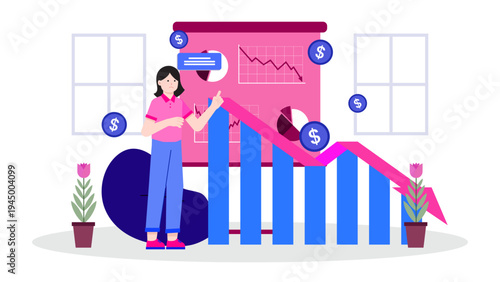 Concept of business failure, bankruptcy, and falling financial chart