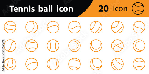 Tennis ball icon Thin Collection. Editable Stroke. Suitable for Websites. Sport equipment vector set. eps 10