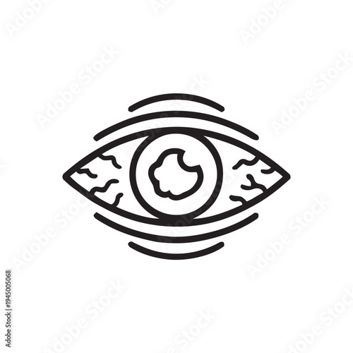 Dry eye irritation line icon. Vision tear deficiency vector illustration isolated on white background.