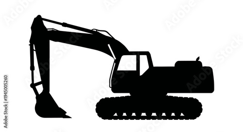 Hydraulic excavator icon with arm for digging and trenching