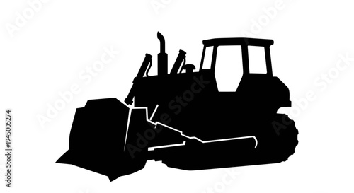 Heavy bulldozer silhouette icon for land clearing and earthmoving