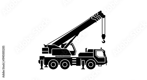 Truck mounted crane icon for heavy lifting and industrial engineering