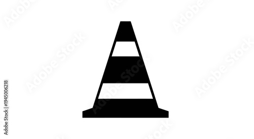 Striped safety cone icon for highway maintenance and traffic control