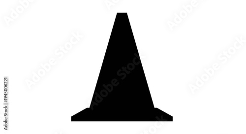 Safety traffic cone silhouette icon for road work and hazard warning