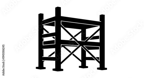 Construction scaffolding icon for building maintenance and renovation
