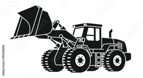 Wheel loader side view silhouette icon for quarry and construction