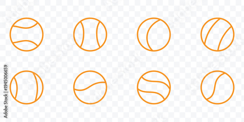 Tennis ball icon Thin Collection. Editable Stroke. Suitable for Websites. Sport equipment vector set. eps 10