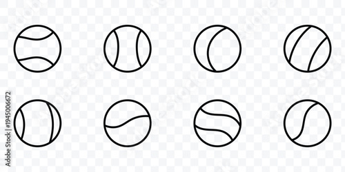 Tennis ball icon Thin Collection. Editable Stroke. Suitable for Websites. Sport equipment vector set. eps 10