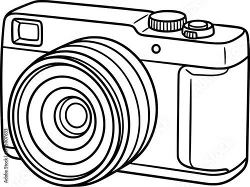Camera icon in continuous line drawing style. Line art of photo camera icon. Vector illustration.
