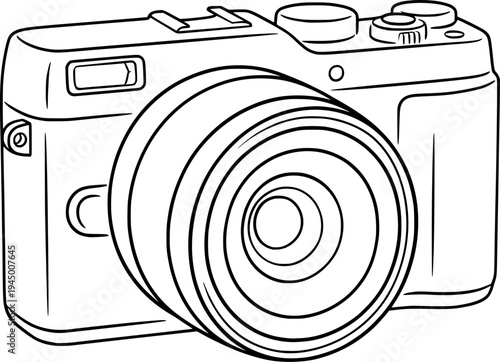 Camera icon in continuous line drawing style. Line art of photo camera icon. Vector illustration.
