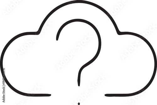 Unknown Cloud Icon Vector | Mystery Cloud Symbol | Weather Cloud Illustration