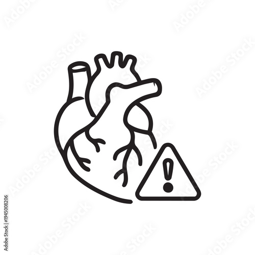 Heart disease warning line icon. Cardiac risk vector illustration isolated on white background.