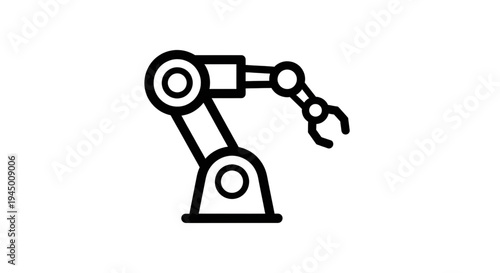 An industrial robotic arm icon for automation, manufacturing, and engineering applications