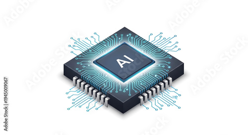 Cutting-edge artificial intelligence processor icon illustrating advanced computing power, digital data analysis, and the future of smart technology