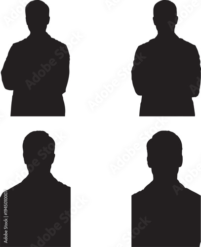 Set of 4 diverse male business professional silhouettes vector for corporate design