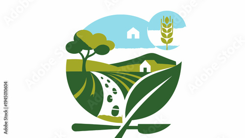 Organic Farm Fresh Food and Agriculture Logo Concept vector illustration