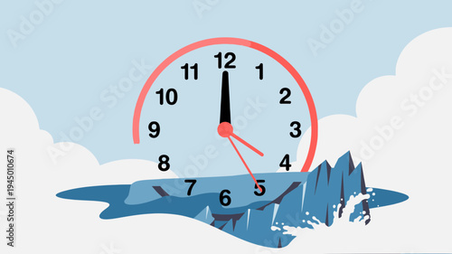 Climate Change Clock Iceberg Melting vector illustration