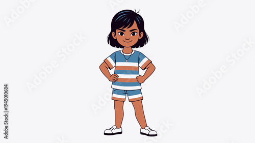 Cartoon Boy with T-Shirt and Shorts vector illustration