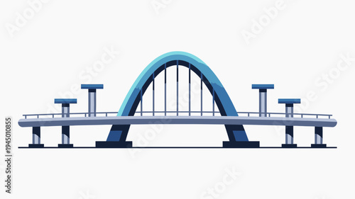 Blue Arch Bridge on White Background vector illustration