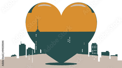 Cityscape In Heart Shape Symbol of Love for Urban Environment vector illustration