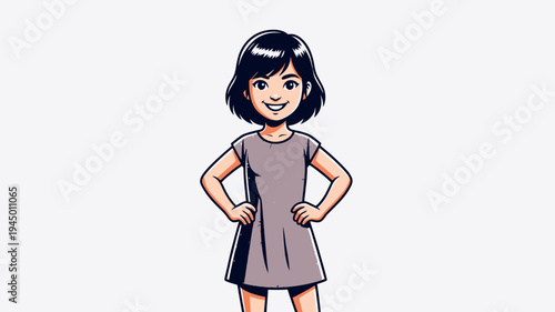 Happy Young Girl Cartoon Character vector illustration