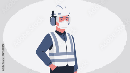 Construction Worker Wearing Safety Gear vector illustration