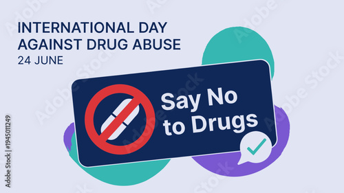 International Day Against Drug Abuse Banner vector illustration