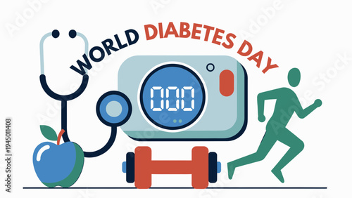 World Diabetes Day Concept with Health Icons vector illustration