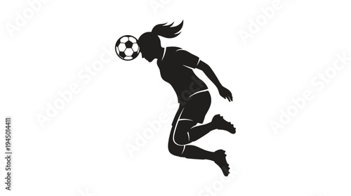 Woman soccer player in mid-air performing a header
