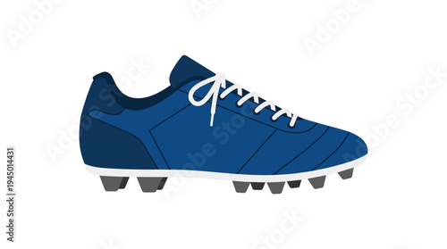 Blue soccer cleat with white laces and cleats