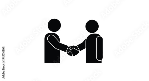 Simple black silhouette illustration depicting two people shaking hands