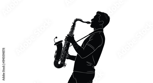 Vector silhouette of man playing saxophone
