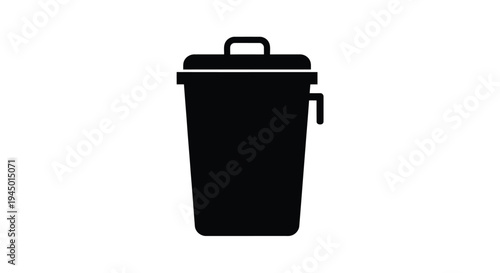 Simple black silhouette of a waste bin with a lid and handle