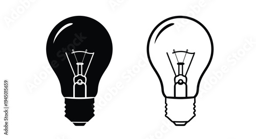 Contrasting light bulb illustrations one dark one light