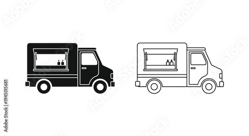 Food truck illustration a black and white depiction of a mobile eatery