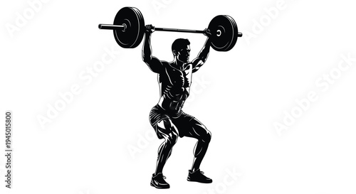 Vector silhouette of a man lifting weights
