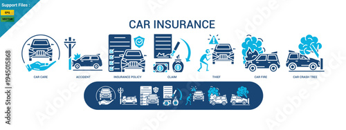 Car insurance banner web icon vector illustration concept with icon. Designed In two colir icon.